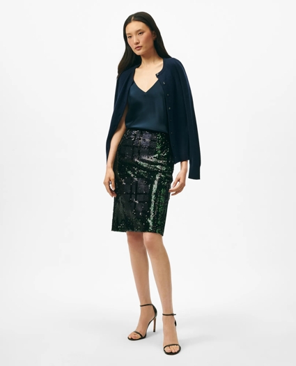 Pencil Skirt in Sequined Black Watch, image 1