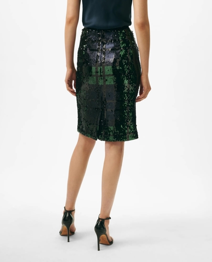 Pencil Skirt in Sequined Black Watch, image 4