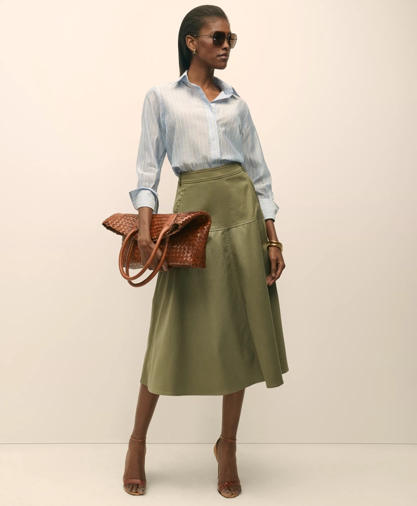 Cotton Sateen A-Line Skirt, image 1