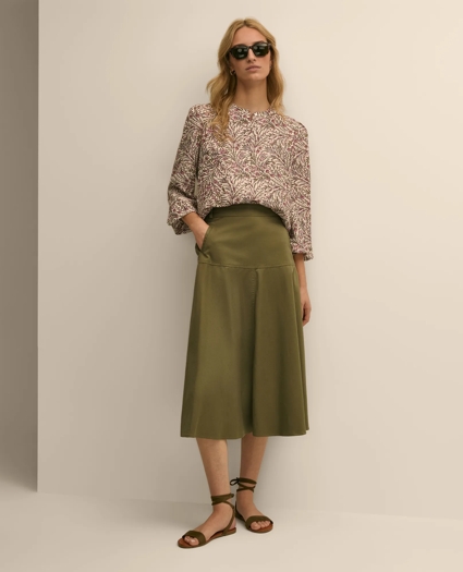 Cotton Sateen A-Line Skirt, image 1