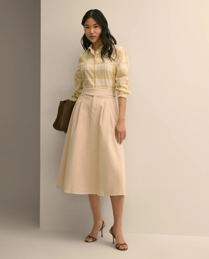 Gurkha Pleated Skirt in Cotton Blend, image 1
