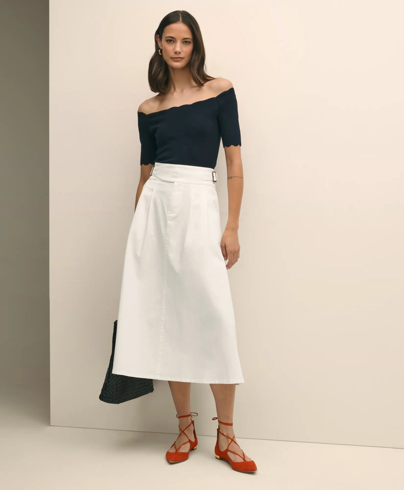 Gurkha Pleated Skirt in Cotton Blend