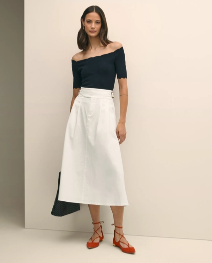 Gurkha Pleated Skirt in Cotton Blend, image 1