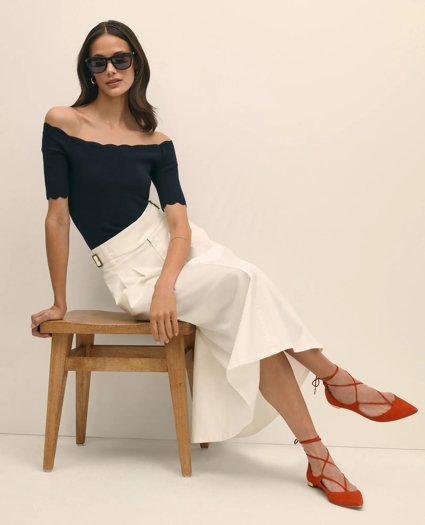 Gurkha Pleated Skirt in Cotton Blend, image 3