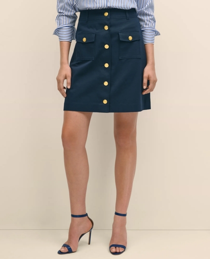A-Line Button-Front Skirt in Cotton Faille, image 3