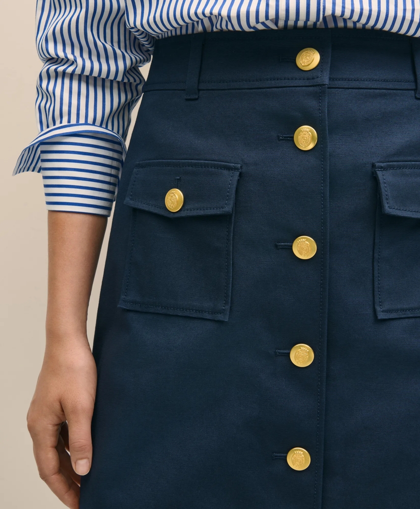 A-Line Button-Front Skirt in Cotton Faille, image 5