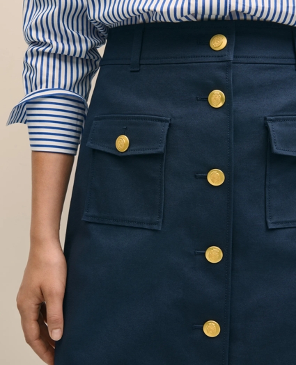 A-Line Button-Front Skirt in Cotton Faille, image 5