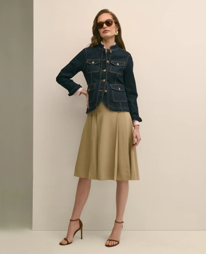 A-Line Wool-Blend Pleated Skirt, image 1