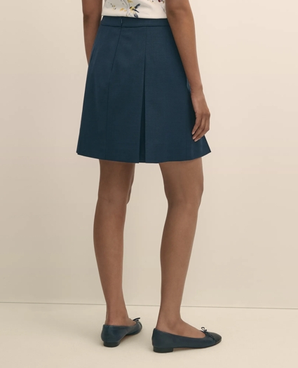 Wool Blend Pleated Hopsack A-Line Skirt, image 4