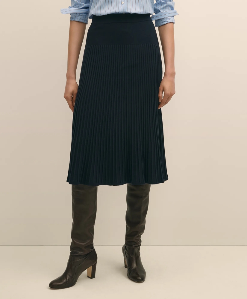 Silk Viscose Pleated Sweater Skirt, image 2