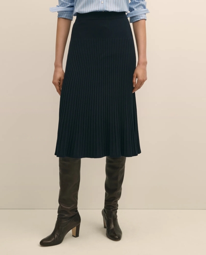 Silk Viscose Pleated Sweater Skirt, image 2
