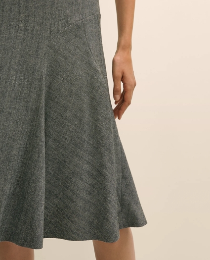 Wool-Blend Pleated Herringbone Skirt, image 3