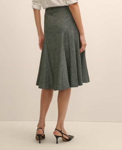 Wool-Blend Pleated Herringbone Skirt, image 4
