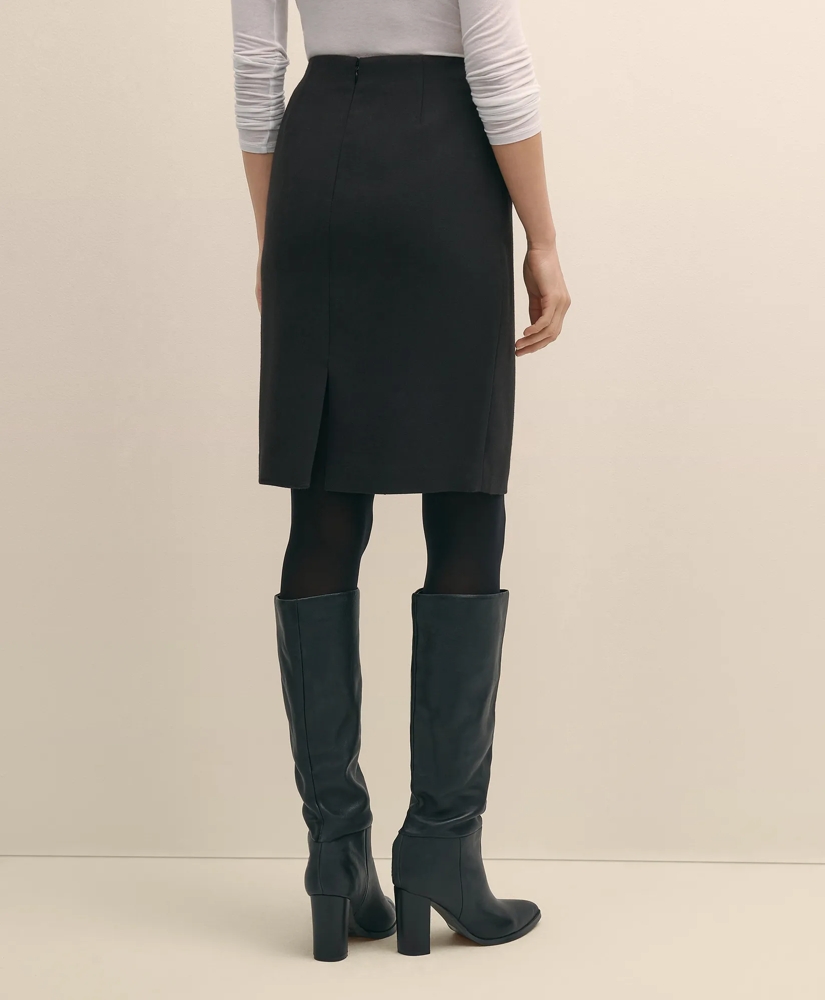 Wool Blend Horsebit-Trim Pencil Skirt, image 4