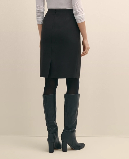 Wool Blend Horsebit-Trim Pencil Skirt, image 4