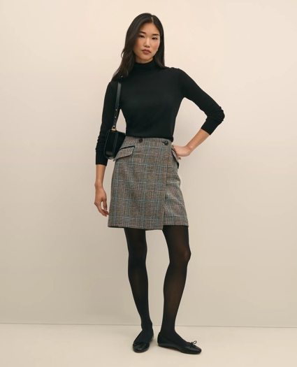 Wool Multi-Check Wrap Mini Skirt, image 1