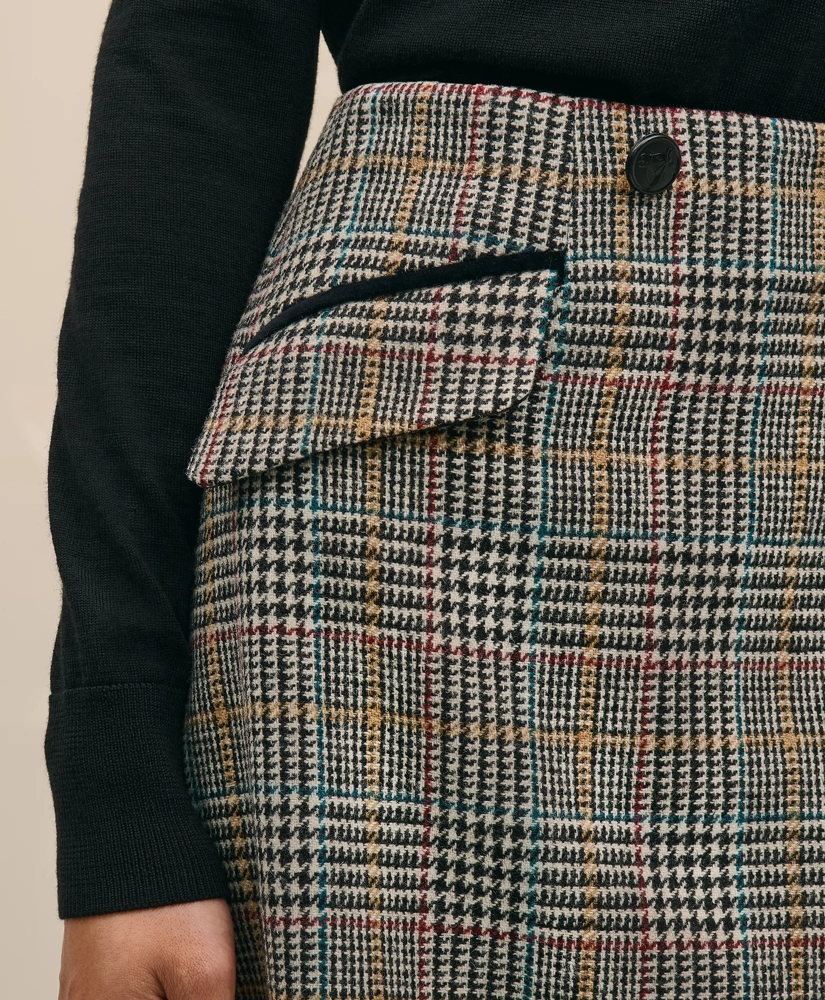 Wool Multi-Check Wrap Mini Skirt, image 2