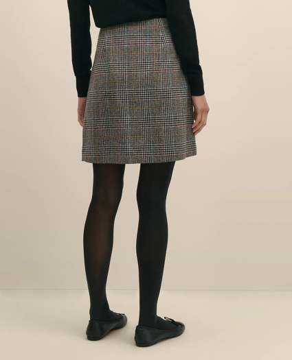 Wool Multi-Check Wrap Mini Skirt, image 4