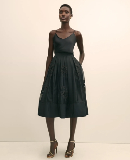 Taffeta Skirt With Embroidered Organza Overlay, image 1