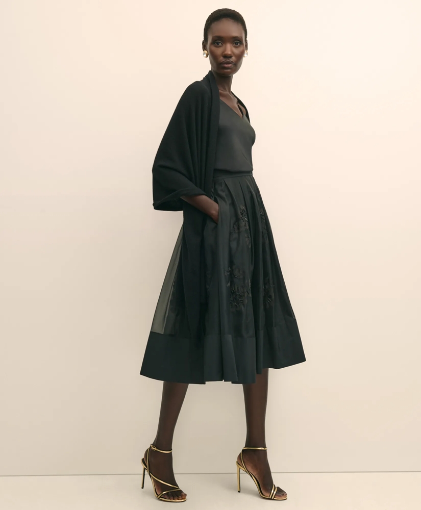 Taffeta Skirt With Embroidered Organza Overlay, image 3