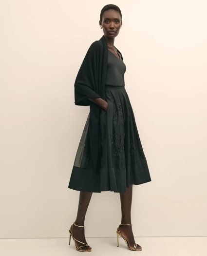 Taffeta Skirt With Embroidered Organza Overlay, image 3