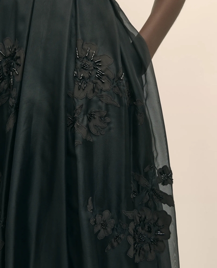 Taffeta Skirt With Embroidered Organza Overlay, image 4