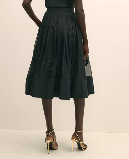 Taffeta Skirt With Embroidered Organza Overlay, image 5
