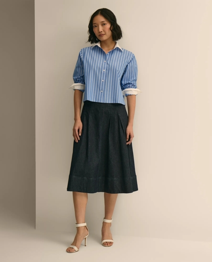 Cotton Blend A-Line Denim Skirt, image 1