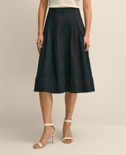 Cotton Blend A-Line Denim Skirt, image 2