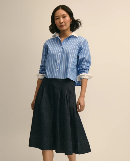 Cotton Blend A-Line Denim Skirt, image 3