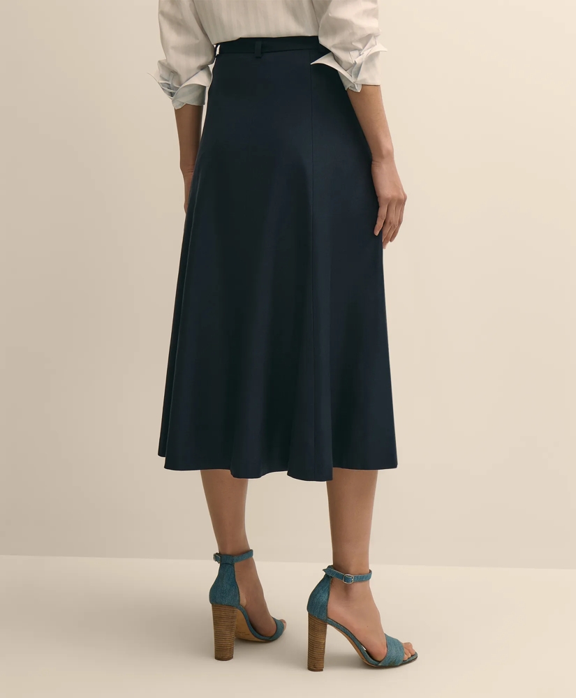 Linen-Blend Belted A-Line Skirt, image 3