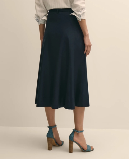Linen-Blend Belted A-Line Skirt, image 3