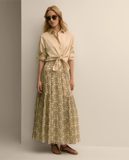 Mosaic Motif A-Line Skirt, image 1