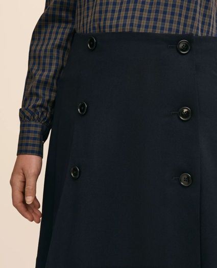 Wool Blend Button-Front Pleated Skirt, image 4