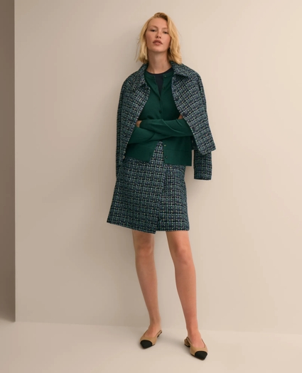 Boucle Plaid Faux Wrap Skirt, image 1