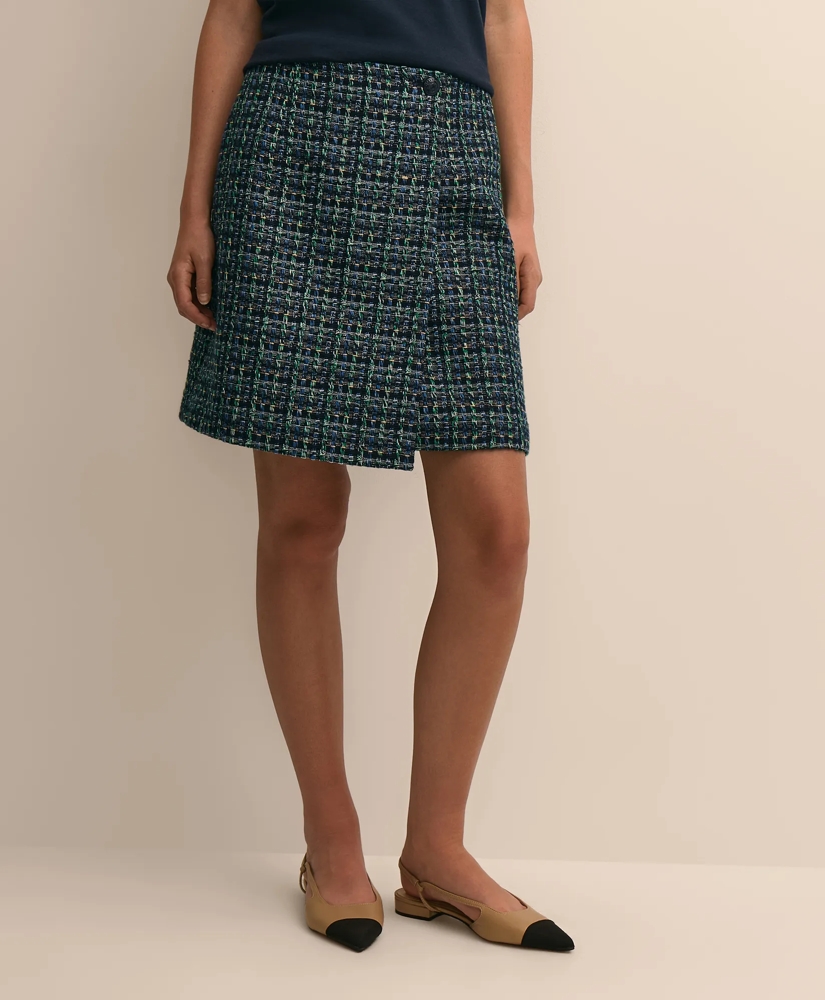 Boucle Plaid Faux Wrap Skirt, image 2