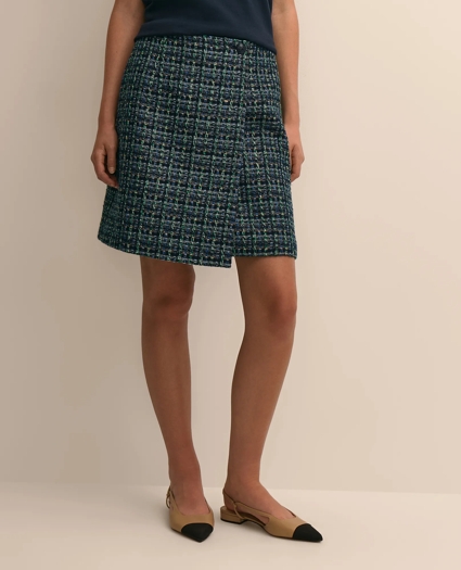 Boucle Plaid Faux Wrap Skirt, image 2