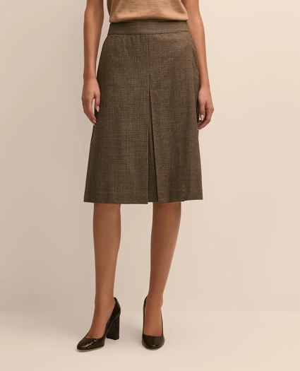 Wool Blend Pleated Houndstooth Skirt, image 2