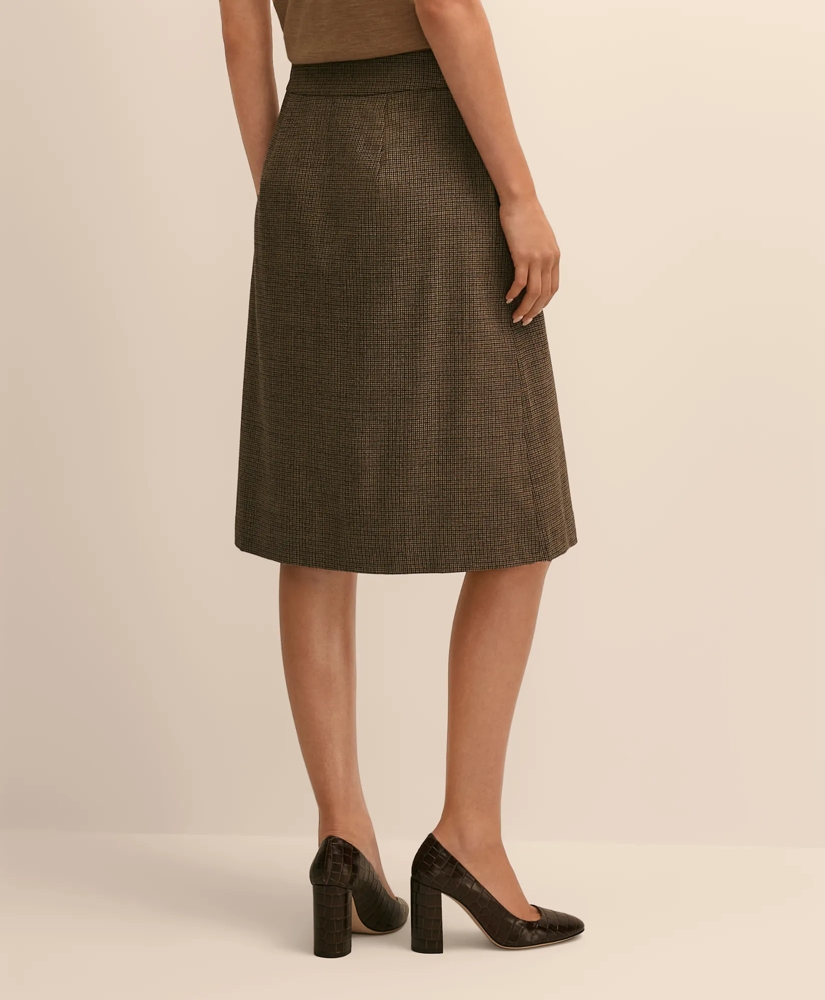 Wool Blend Pleated Houndstooth Skirt, image 3