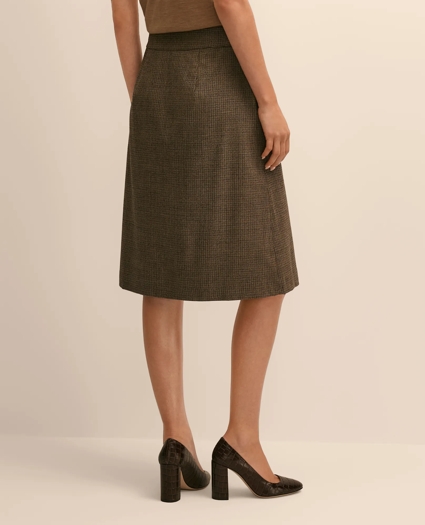 Wool Blend Pleated Houndstooth Skirt, image 3