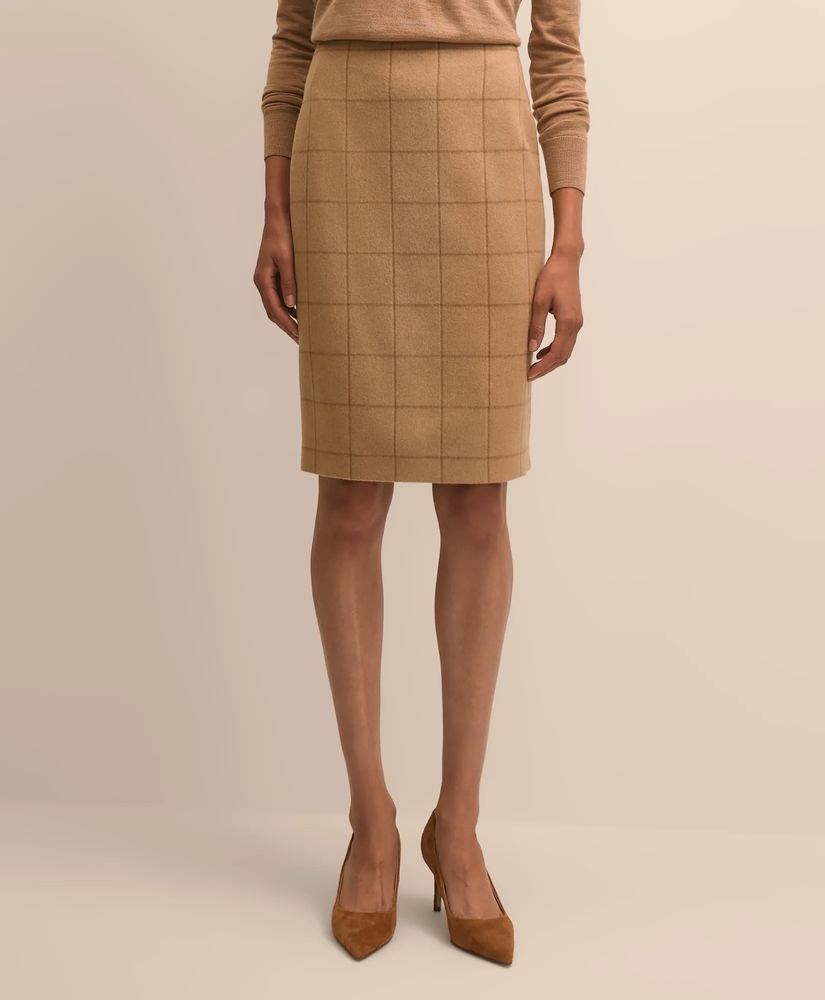 Wool Windowpane Pencil Skirt, image 2