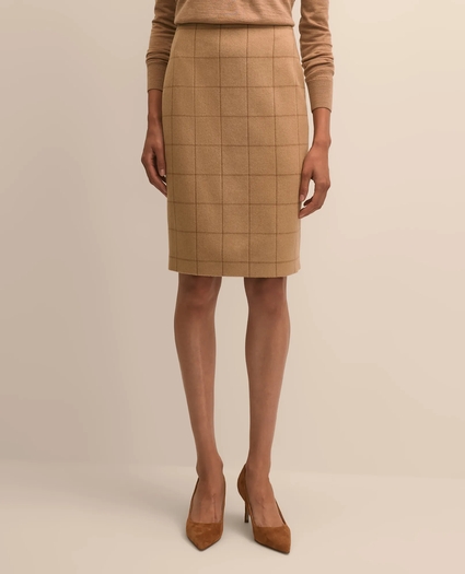 Wool Windowpane Pencil Skirt, image 2