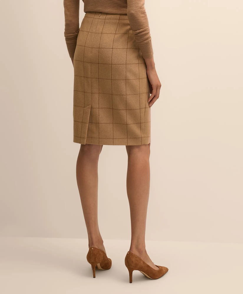 Wool Windowpane Pencil Skirt, image 4