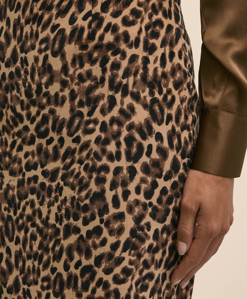 Cotton Blend Velvet Leopard Motif Pencil Skirt, image 3