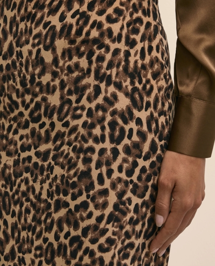 Cotton Blend Velvet Leopard Motif Pencil Skirt, image 3