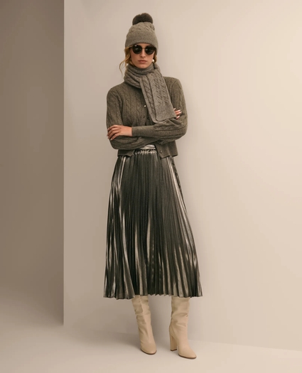 Silver Foil Pleated Skirt, image 1