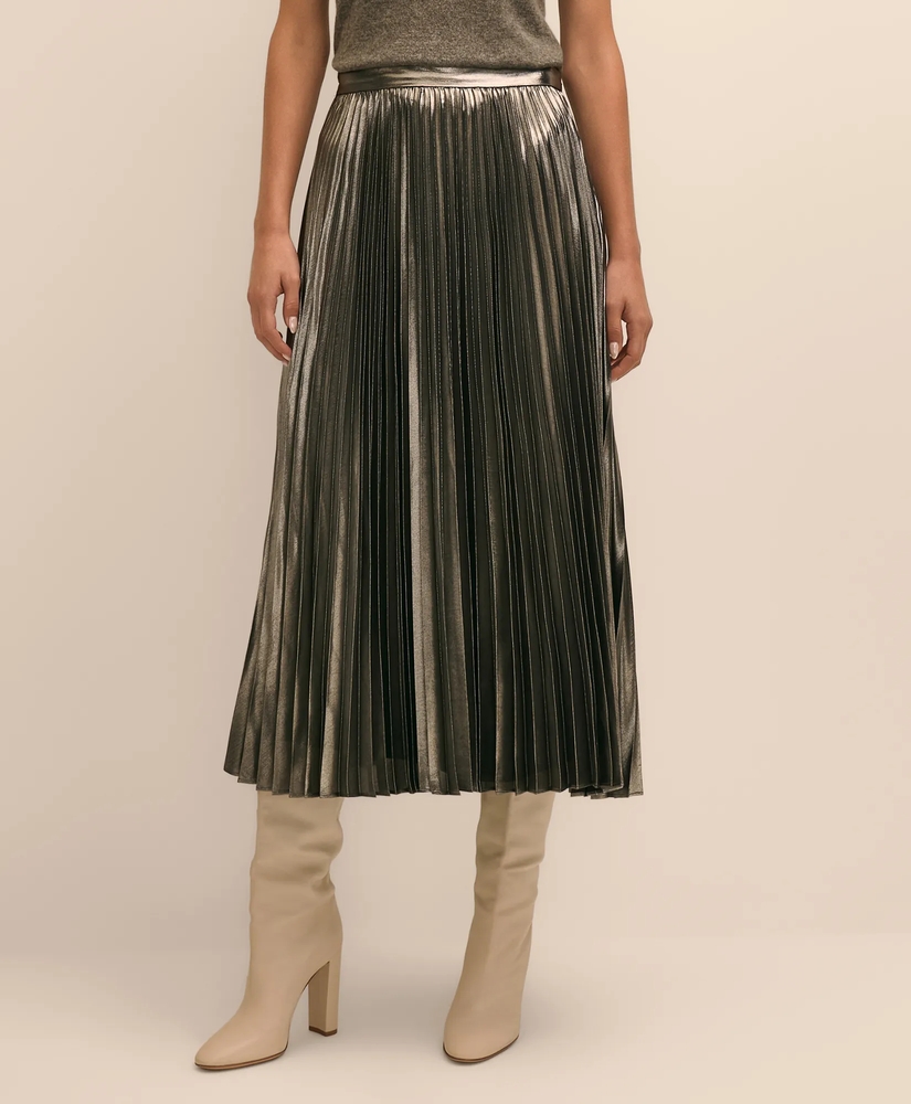 Silver Foil Pleated Skirt, image 2