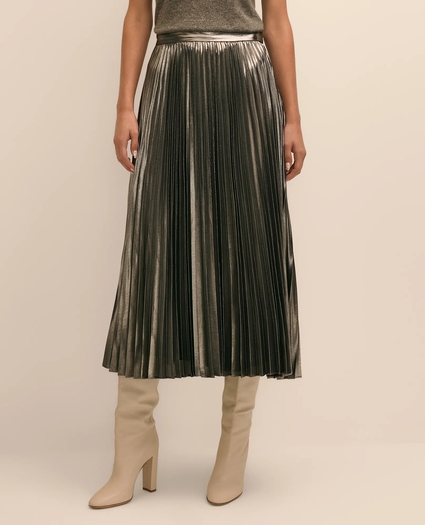 Silver Foil Pleated Skirt, image 2
