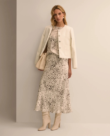 Snow-Leopard Motif Scalloped-Hem Skirt, image 1