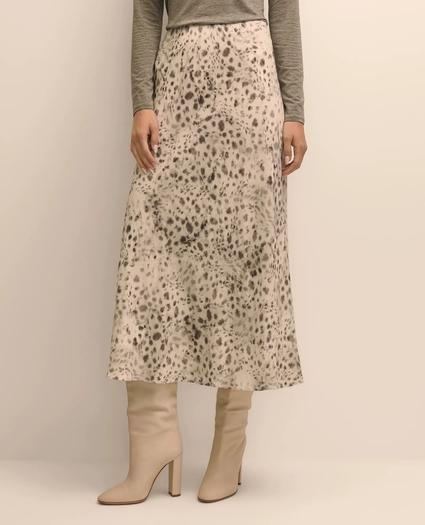 Snow-Leopard Motif Scalloped-Hem Skirt, image 2
